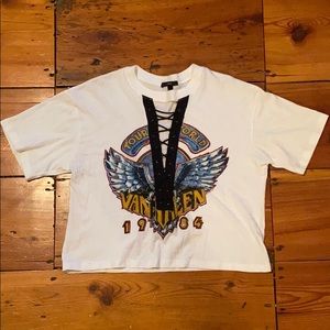 Forever 21 white lace up Van Halen band tee